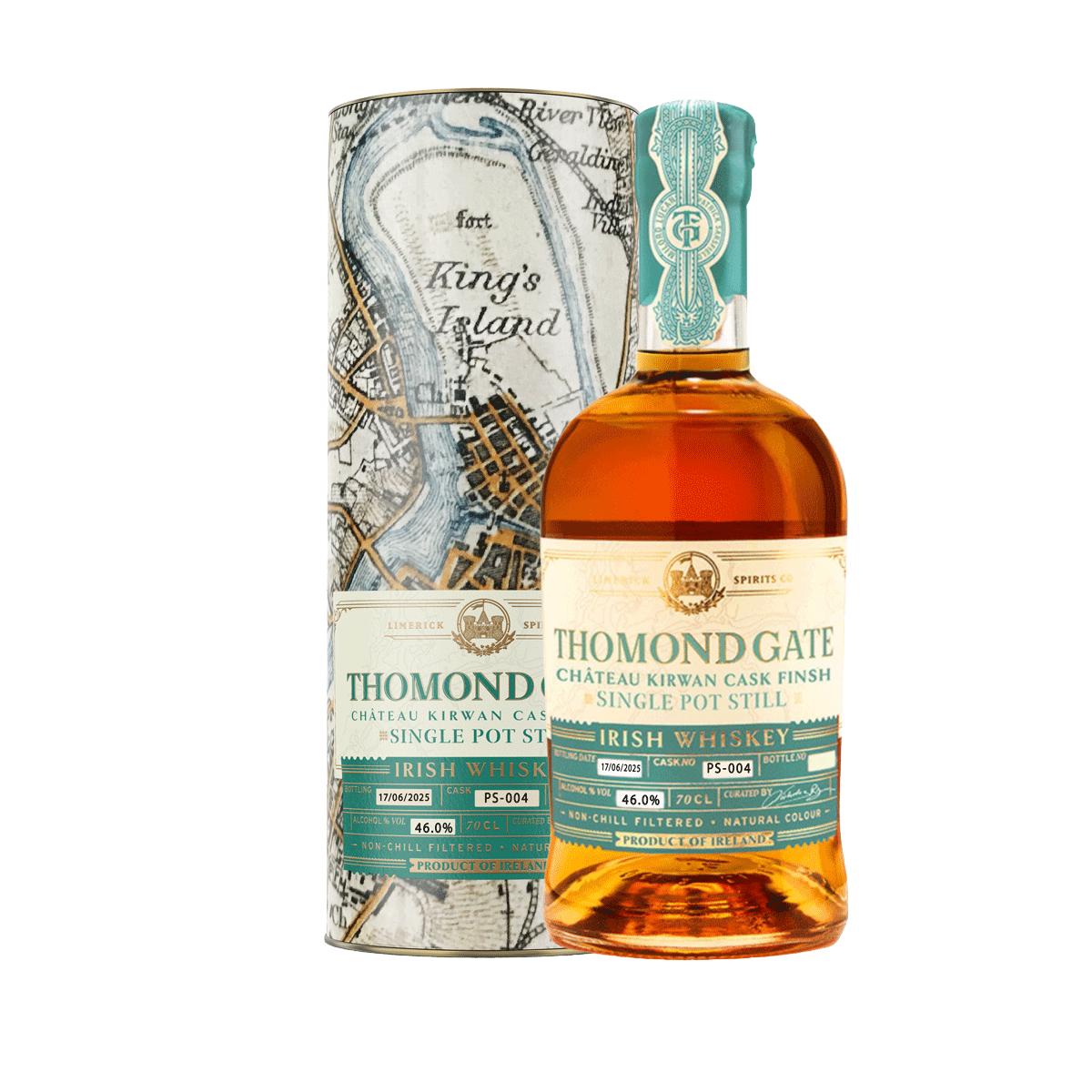 Thomond Gate Château Kirwan Cask Finish Single Pot Still Irish Whiskey 46% mit Geschenkbox – Whiskey aus Limerick